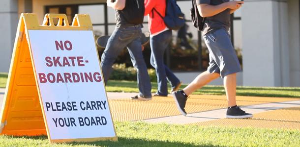 Video: Security hopes to reduce skateboarding on campus