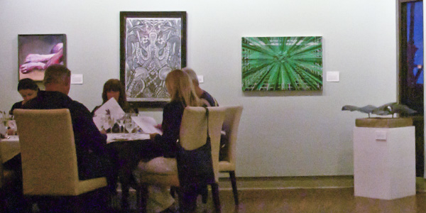 Student art displayed  in the John Dunn gourmet dining room 