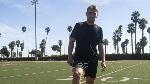 City College soccer player, Dylan Murphy, at La Playa Stadium, in Santa Barbara, Calif., on November 6, 2013.