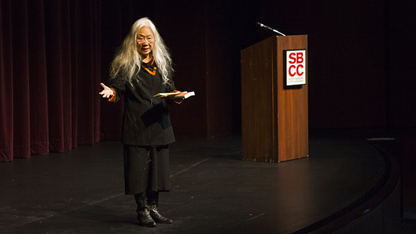 Award-winning author Maxine Kingston speaks at Garvin Theatre on Friday, November, 8, 2013, in Santa Barbara, Calif.