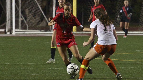 City College forward Brandie Harris (No. 2), battles for the ball against Delanie Gavid (No.11) during the Nov. 7, 2013 game against Ventura College on La Playa Stadium on Nov. 7, 2013 in Santa Barbara, Calif.