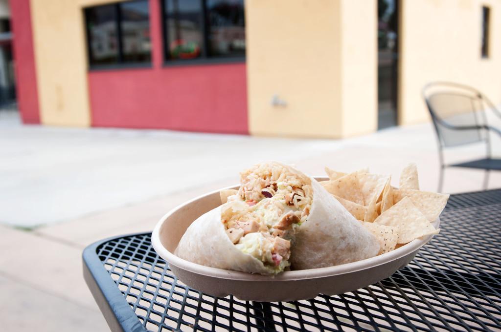 A chicken burrito is one of eight items on the menu at the new Burrito Shack on East Campus. The Burrito Shack opened in January and is City College's newest eatery.