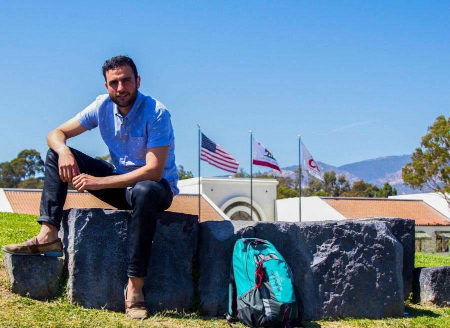 Gady Shemesh enjoys a small break from classes on West Campus at City College. Shemesh, who was born in California, served in the Israeli Army for more than a year.