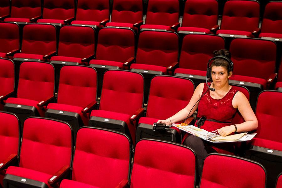 City College theater student, Marion Pugliesi, 21, visits the Garvin Theatre on Wednesday, April 30, 2014, at City College in Santa Barbara, Calif. The Corsica native is studying to become a stage manager and will continue her studies at California Institute of the Arts in the fall.