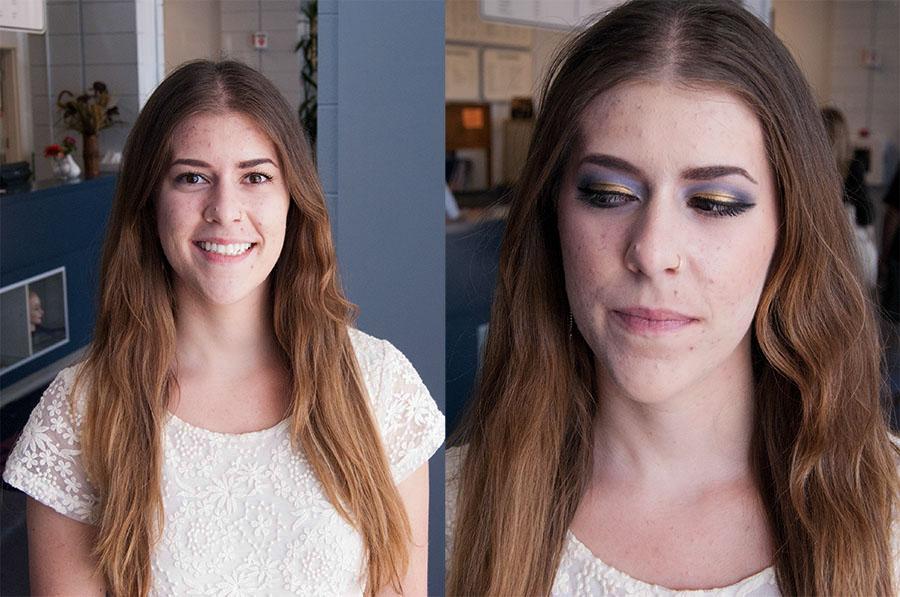 Maria Cesari, Channels reporter, at the Santa Barbara City College Cosmetology Academy on Goleta. Cesari had her makeup done by esthetician student and licensed Cosmetologist Michelle Joyce. Joyce also performed a facial on Cesari, with help from Instructor Potjanee Rios.