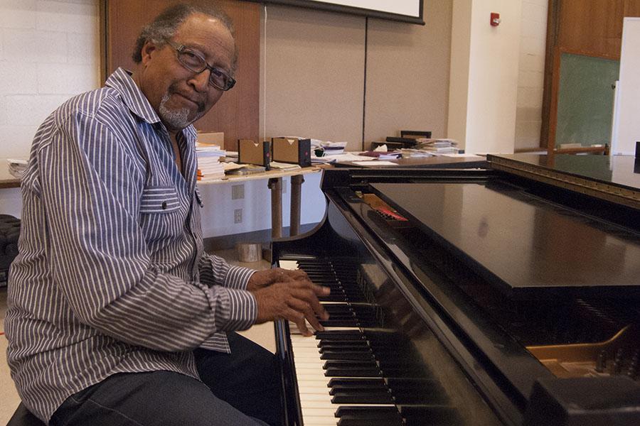 Director Isaac Jenkins, teaches the New Jazz Choir and Monday Madness Jazz Band at City College. The jazz musician still finds time to compose music and play the piano, an instrument he began playing at 4 years old for his fathers church, on Friday, May 9, on West Campus in Santa Barbara.