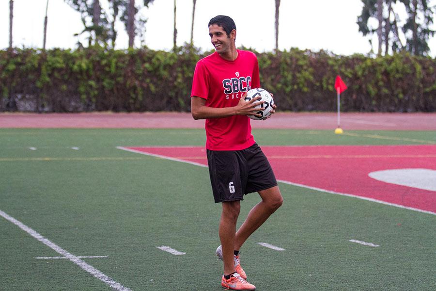 International student Mehdi Badache from Tunisia at City College’s La Playa Stadium, Tuesday, Oct. 14, in Santa Barbara, Calif. Badache is a sophomore, who is leading the team in goals (7), sitting third in conference.