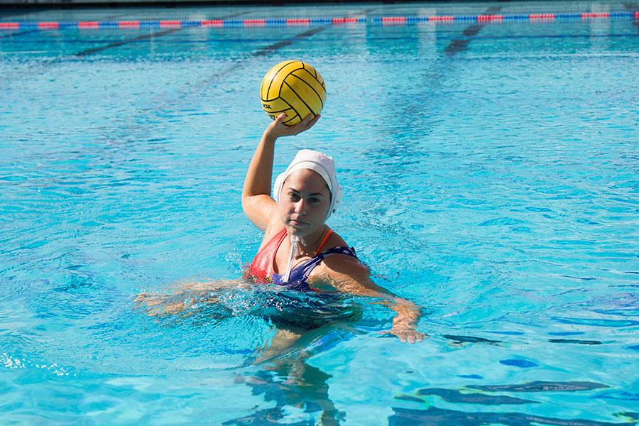 Rocio+Fesembeck+is+a+19-year-old+water+polo+star+from+Argentina+who+plays+for+our+City+College+Vaqueros%2C+Monday%2C+Nov.+3%2C+at+San+Marcos+High+School+in+Goleta.+Fesembeck+played+a+season+of+water+polo+in+Argentina+and+now+leads+the+Vaqueros+in+points+and+goals+this+season.