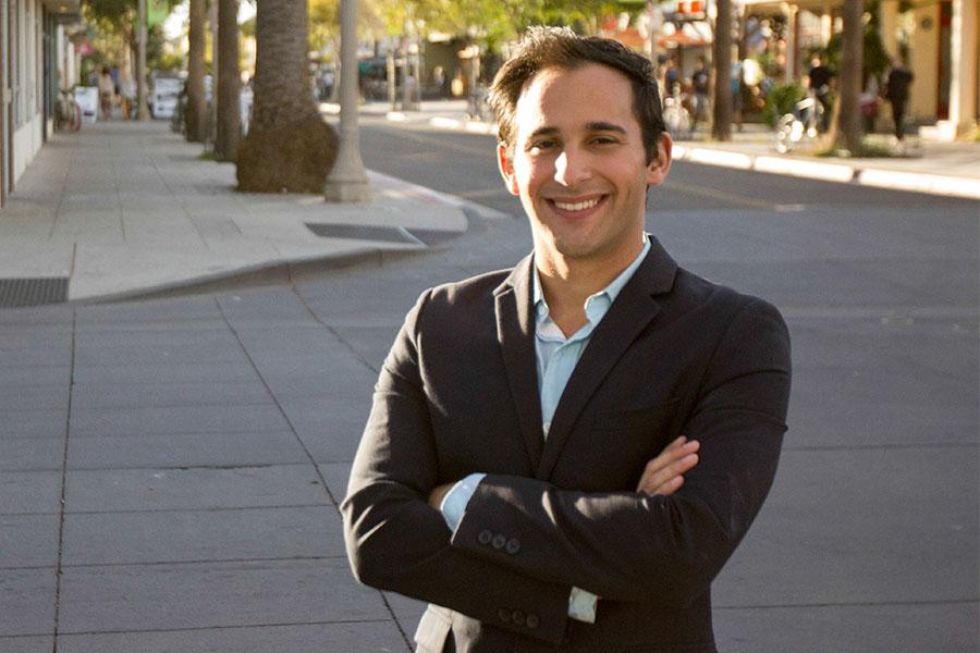 City College’s new Trustee Jonathan Abboud, Saturday, Nov. 22, in Isla Vista.  As the District 6 representative for the City College Board of Trustees, Abboud represents all residents of IV, UCSB, and Hope Ranch.