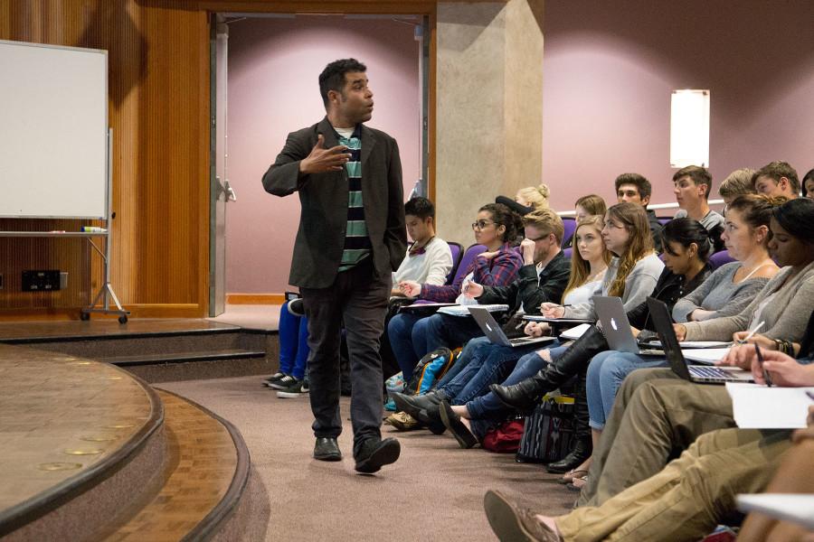 Professor Daraka Larimore-Hall teaching his Sociology 101 class on City College’s West Campus in the BC Forum, Wednesday, Jan. 28, 2015 in Santa Barbara, Calif. ‘Everyday I see students being brave and thinking outside their boxes,’ said Larimore-Hall.