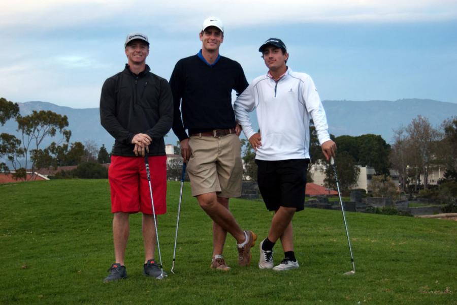 City College golfers, (from left) Brett Patton, Joakim Flink and Manny Manzone prepare for the upcoming season by practicing for individual state finals, Thursday, Feb. 5, at City College. The City College golfers are swinging for state championships.