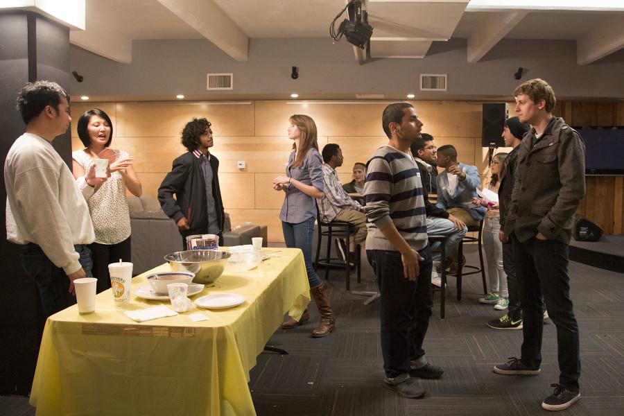 People connecting at the Conversation Café on Monday, March 2, at the loft in Santa Barbara, Calif. Recently celebrating their 3 year anniversary, students got together to meet new people from different cultures and to have a good time.