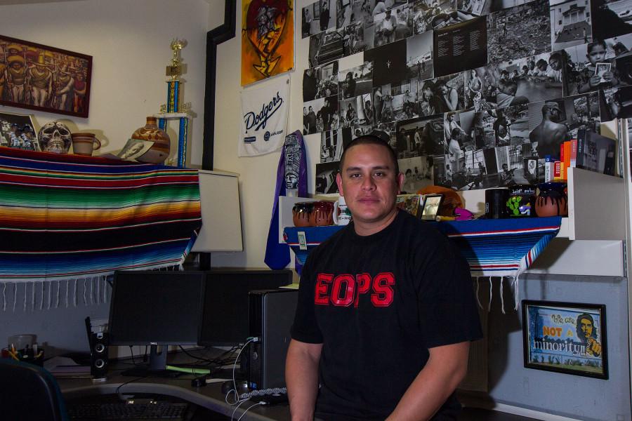 Noel Gómez is a Student Program Advisor and the Instructor of the Transitions Program, Friday, March 13, in his office in the Student Services Building on East Campus in Santa Barbara. Transitions is a six-week summer course that brings access to higher education back into the lives of former inmates.