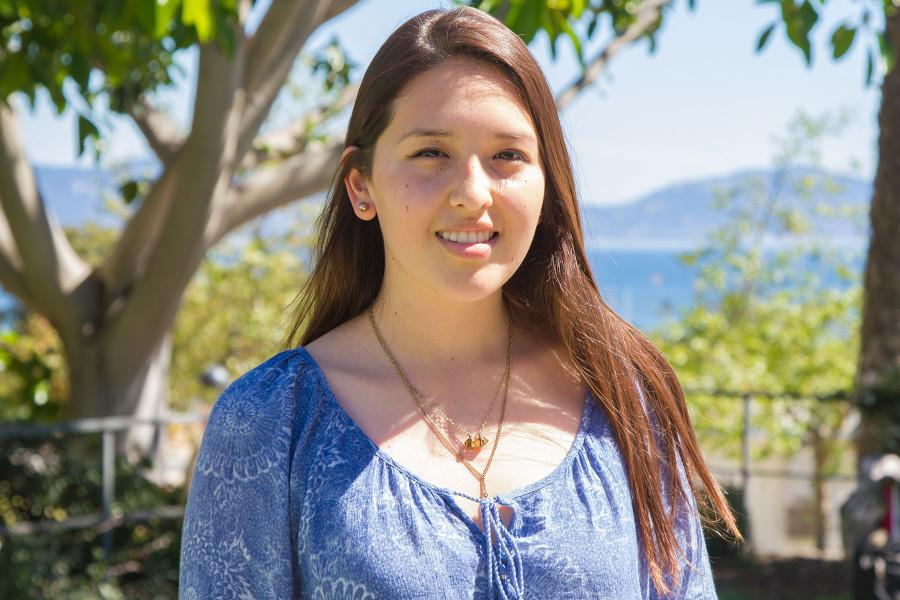 Running for Student Advocate is Johanna Alvarez, a second-year sociology major and current student senator, Friday, March 13, on City College’s East Campus in Santa Barbara. “I think we should definitely work on our relationship with UCSB,” says Alvarez.