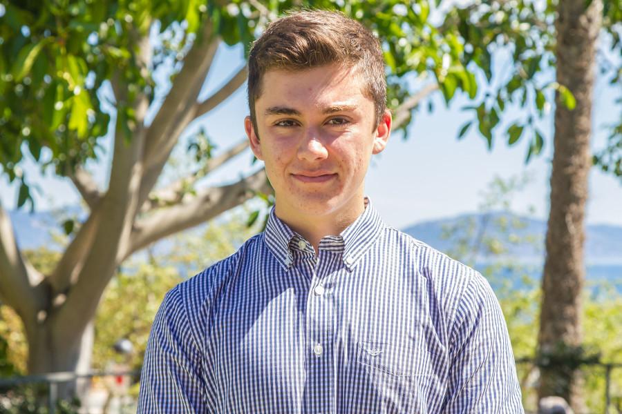 Running for Student President is Isaac Eaves, a first-year business administration major and current senator, Friday, March 13, on City College’s East Campus in Santa Barbara. “My number one priority would be parking,” says Eaves.