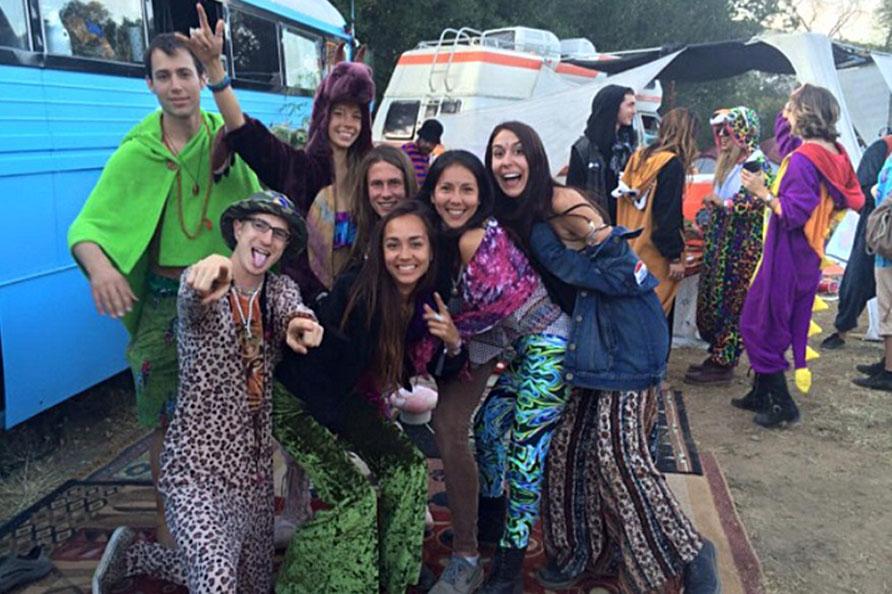 City College students and alumnus gather together dressed in funky fashion for Lucidity Festival, the weekend of April 10, at Live Oak Campground in the mountains of Santa Barbara County. Photo courtesy of Marty Leyhe.