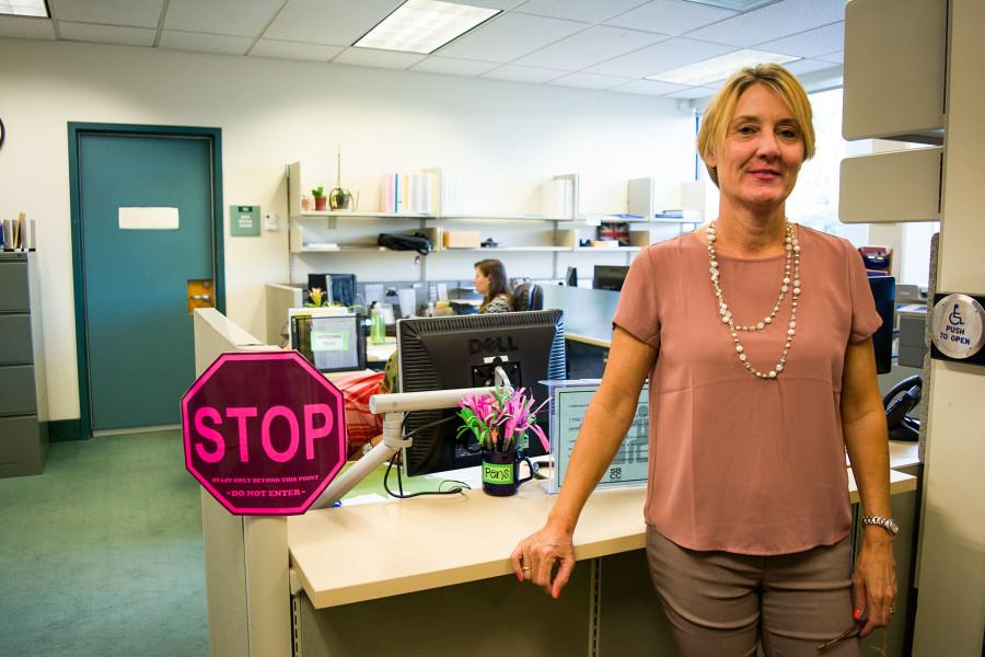 Jana Garnett, director of Disabled Students Programs and Services (DSPS), in her office Monday morning, Oct. 12, on East Campus in the Student Services Building at City College.