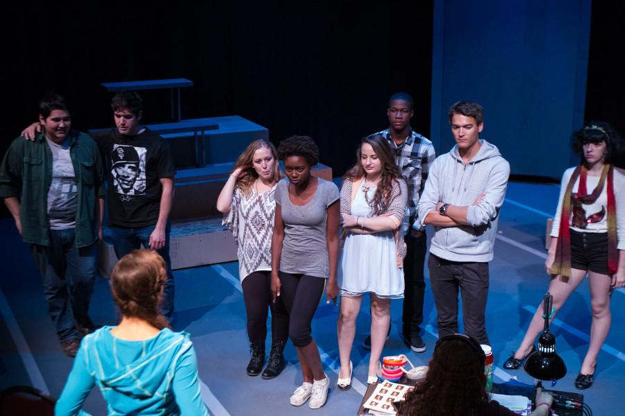 Actors from the Theatre Department at City College rehearse a scene from the upcoming student production ‘Good Kids,’ a story about sexual crime, Nov. 5 in the Jurkowitz Theatre on West Campus. ‘Good Kids’ premieres on Thursday, Nov. 12 and runs through Nov. 21 in the Jurkowitz Theatre.