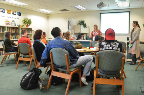 Students of Santa Barbara City College gathered for a networking workshop led by Career Counselors Valerie Eurman (left) and Jenny Cooper, Wednesday Nov. 18, in the Schall Career Center on East Campus. The workshop is built to teach the students the value of networking online and learn the basics of using LinkedIn.