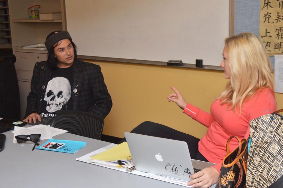Jon Vreeland, left, and Rachel Bower discuss upcoming events during a Creative Writing Club meeting on Thursday, Nov. 5 in Santa Barbara. Vreeland is the President of the club and Bower is the Vice President.