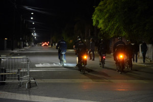 University of California police outnumber party-goers on Del Playa Drive in Isla Vista at 1 a.m. on Saturday, Oct. 31 in Isla Vista.