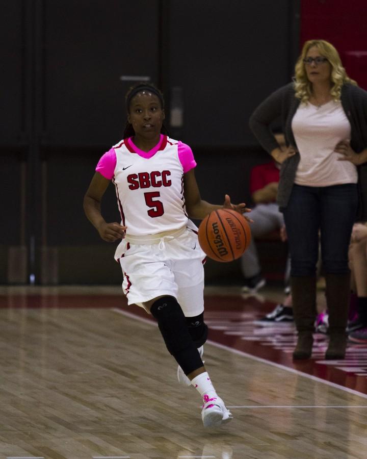 City College's Christina Mattis  scored nine points and had season-high six rebounds Saturday, Feb. 20, at the Sports Pavilion. City College beat LA Pierce, 58-53.