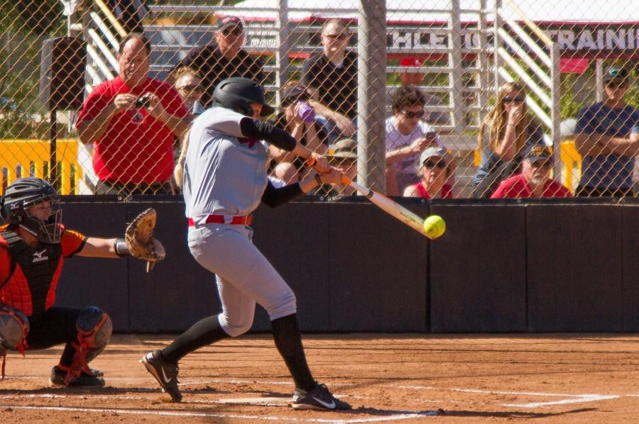 The City College Lady Vaqueros softball team hosted the Ventura College Pirates Thursday, March 24, at Pershing Park. Sydney Townes gets a well placed hit that scored two runs for the Lady Vaqueros, boosting them to a 9-1 victory over the Pirates.