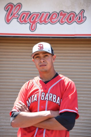 City College infielder Nic Bereaud has been the Vaqueros baseball powerhouse this season, Monday, April 11, at Pershing Park in Santa Barbara. Bereaud leads the Western State South Division in both runs batted in with 30 and home runs with 7.