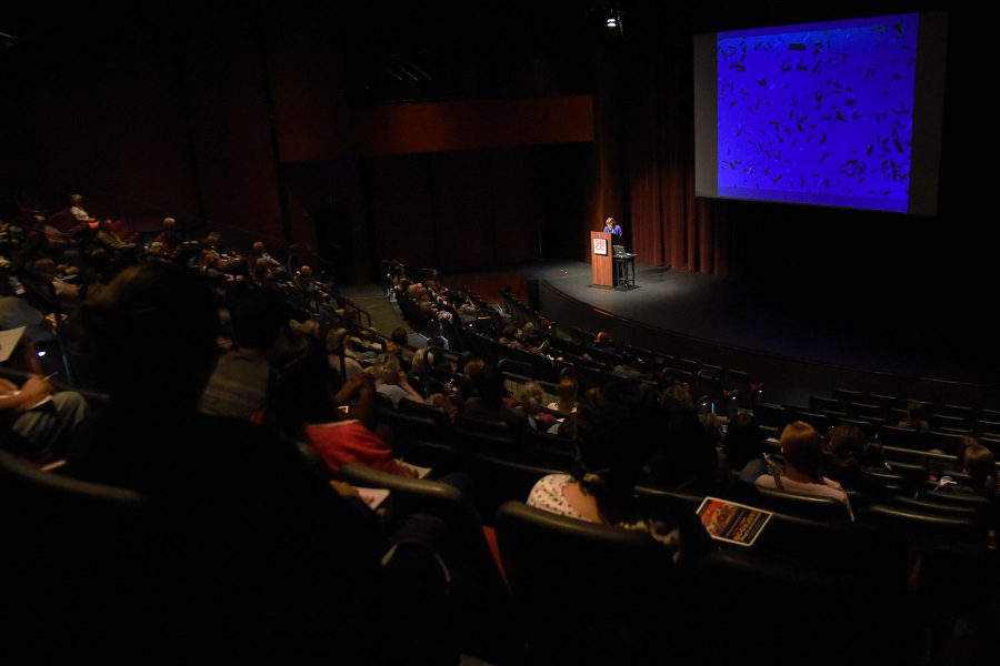 Pat Mora gave the 47th annual May Hill Arbuthnot Honor Lecture that she titled “Book Joy! ¡Alegria en los libros!” on Friday evening, April 15, in the Garvin Theatre at Santa Barbara City College. Mora is an award-winning author of dozens of award winning children’s books, many of which represent the Mexican-American experience.