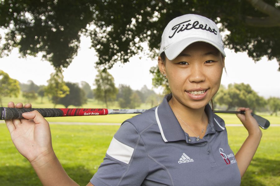 Yu-Hsin (Carolin) Chang, an international student from Tainan, Taiwan, on Wednesday, Sept. 7 practices at the Santa Barbara Municipal Golf Course. Chang is the defending state champion for the Santa Barbara City College women’s golf team, and hopes to play professional golf in the women’s PGA after she graduates.