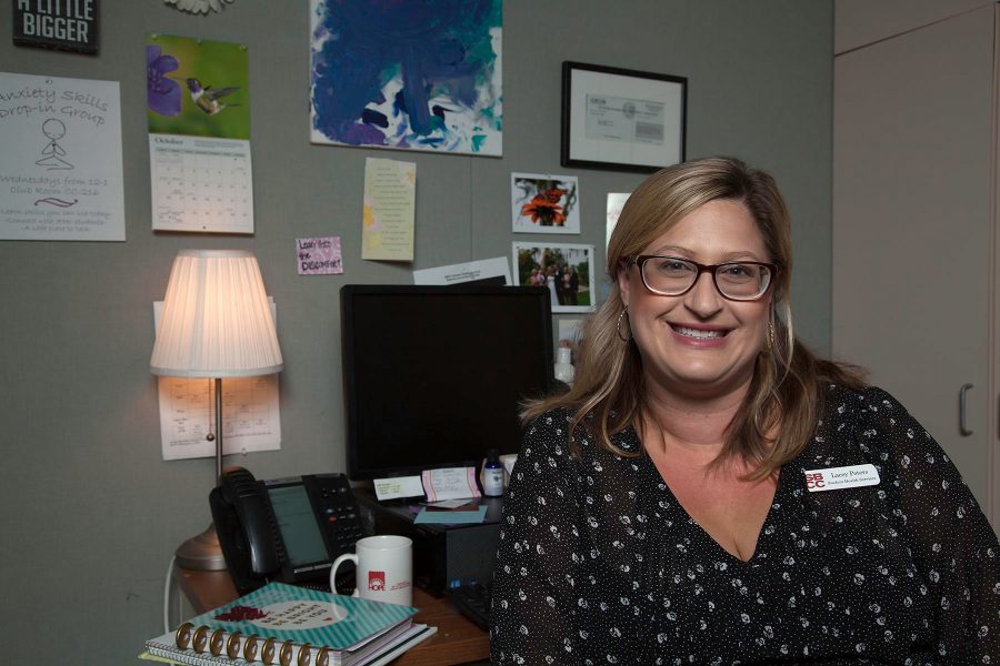 Mental Health Counselor Lacey Peters sits at her desk on Monday, Oct. 3, in the Student Health Center at City College. Peterson was hired this semester as the second full-time mental health counselor at the college.