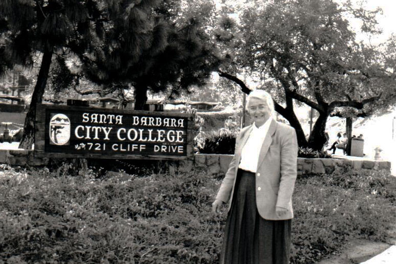 Dr. Kathryn Kay Alexander stands in front of City Colleges Main Campus.