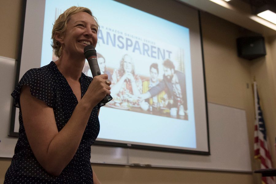 Rachel Gloger, executive director of the Santa Barbara Transgender Advocacy Network, speaks to City College students and employees about transgender issues and concerns on Friday, Oct. 7, in the MacDougall Administration Building. Gloger was on campus to explain the differences in assigned sex, gender identity and sexual orientation as well as how to address transgender individuals.