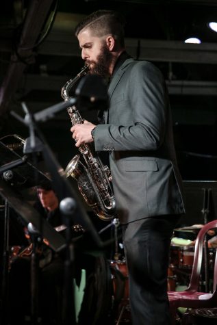 City College student Brandon Boyd plays a solo saxophone number with the City College Good Times Big Band on Feb. 13, 2017 at SOhO Restaurant and Music Club in Santa Barbara, Calif.