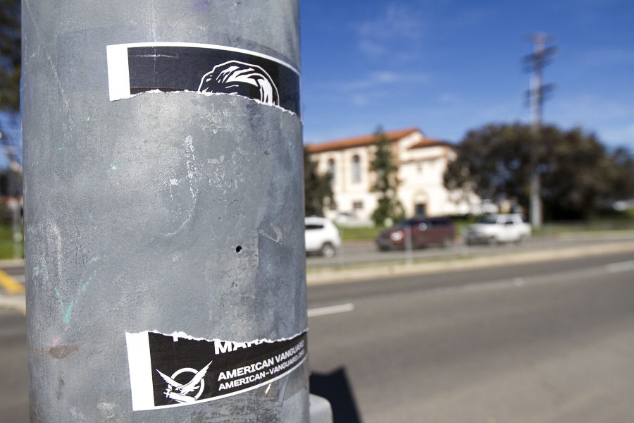 A poster from the American Vanguard that was ripped down on Friday, Feb. 24, on Cliff Drive in front of City College. The American Vanguard is a white supremacist organization.