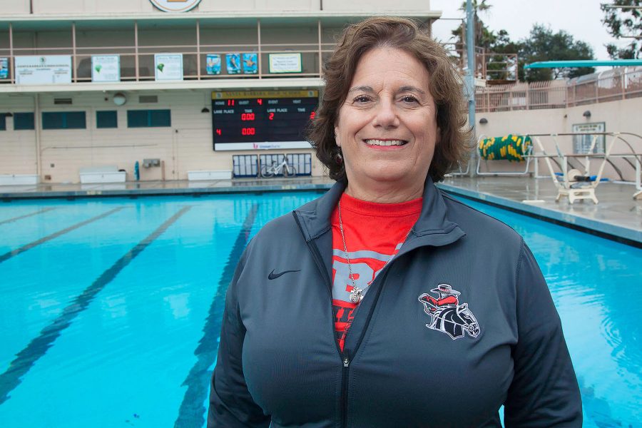 New Diving Coach Trish Salvatore on Monday, Feb. 20, at the Santa Barbara High School swimming pool. Salvatore is the new diving coach for the City College women’s swimming team and she is the head dive coach at Santa Barbara High School.