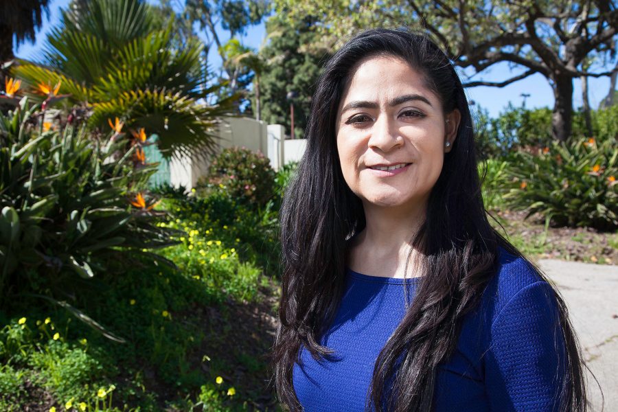 JennyErika Barco, new Transfer Achievement Program lead counselor, on Thursday, Feb. 23, outside of the Administration building at City College. Barco went to Cal state LA and currently finishing her Doctorate there as well with being the first full time Transfer Achievement Program counselor.