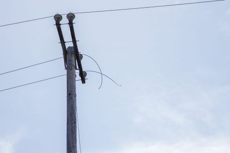 The power line that snapped that caused City College to lose power on Wednesday, March 22, on Loma Alta Drive. Classes and events will be canceled for the rest of the day.