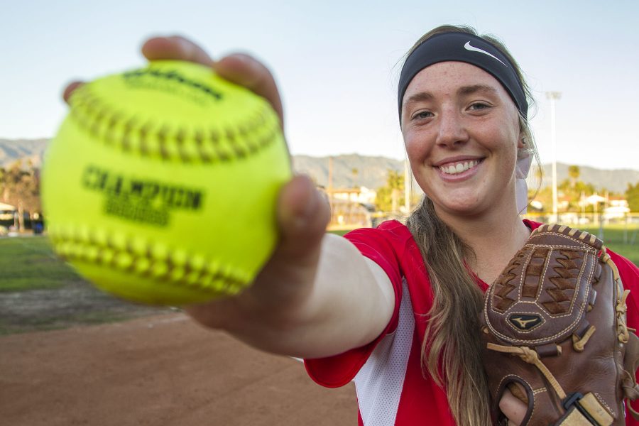 Shortstop Alyssa Richter Wednesday, March 1, at Pershing Park. Richter currently leads the team in several statistics including home runs, hits and batting average.