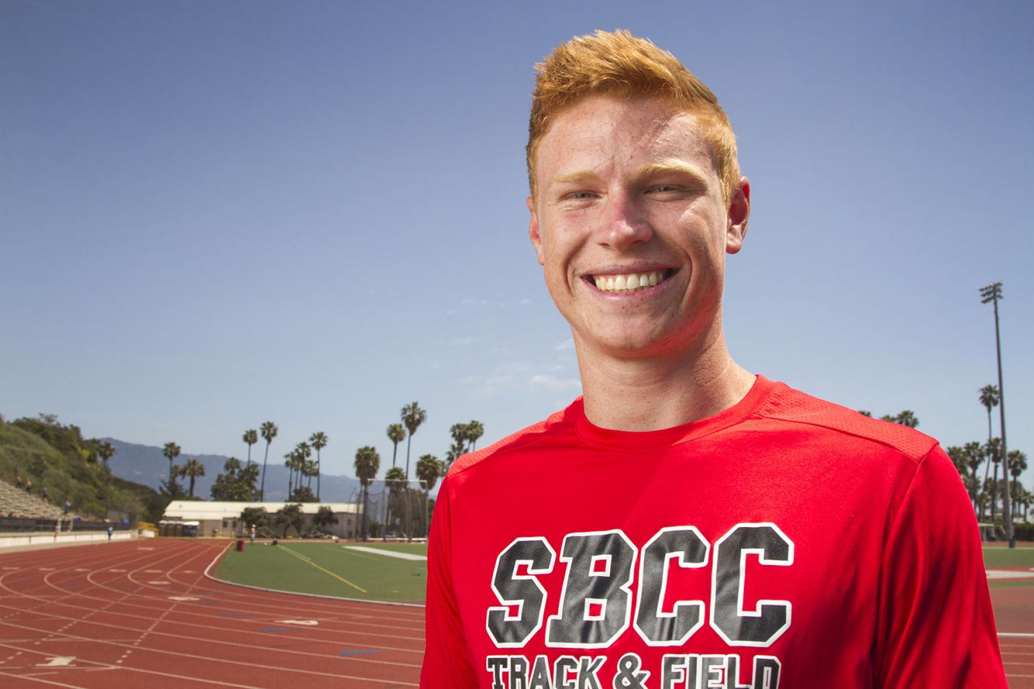 Pole Vaulter Chris Aichinger, on Sunday, April 15, at La Playa Stadium at City College. Aichinger broke the pole vaulting school record on Friday, March 31, in the Western State Conference Coastal Meet.