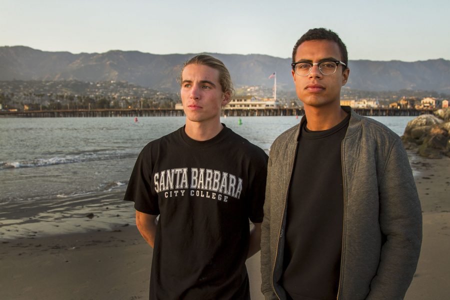 From Left, City College Students Fulton Lankenau and Baraa Alkassir tell the story of the day they saved a 9-year-old girl from drowning on Tuesday, April 11, at the Sandspit in the Santa Barbara Harbor. Lankenau and Alkassir also attempted to save the life of Crescencio Ramos, a 33-year-old who had jumped into the water to save the little girl. Lankenau and Alkassir both performed CPR until paramedics arrived but Ramos was pronounced dead at the scene.