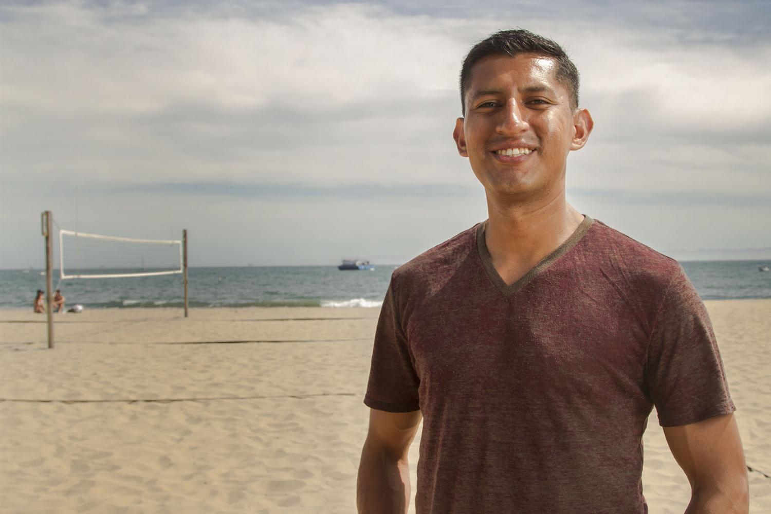 Hugo Martinez, City College American Sign Language tutor, on Thursday, April 27, at Santa Barbara East Beach. Martinez was selected for the USA Men’s Deaf Volleyball team for the 2017 Deaflympics in Samsun, Turkey.