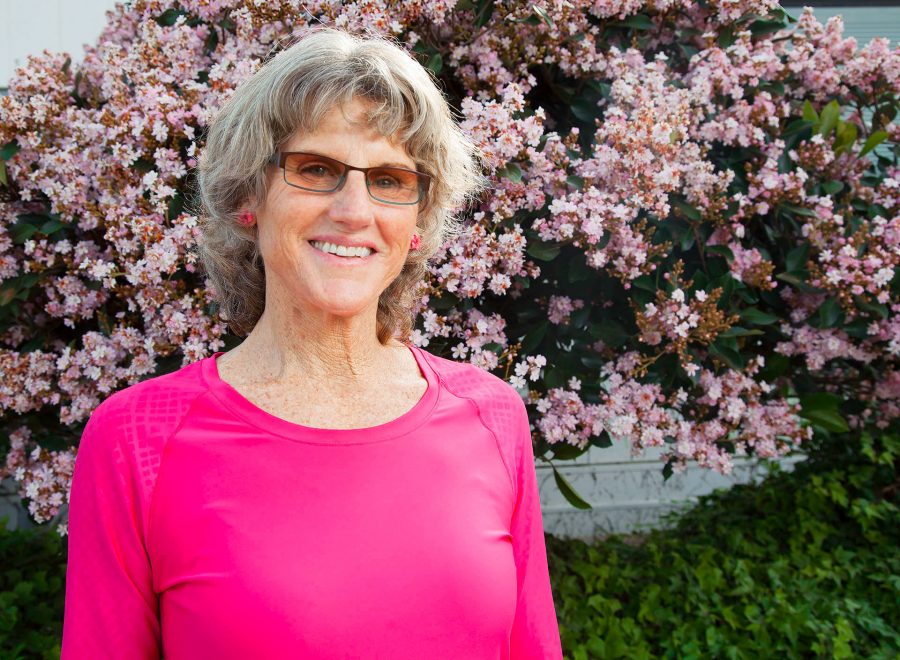 Sally Saenger, physical education instructor, on Tuesday, April 4, outside of the East Campus Classroom buildings at City College. Saenger has been chosen by the Academic Senate for California Community Colleges as the recipient for the 2017 Hayward Award.