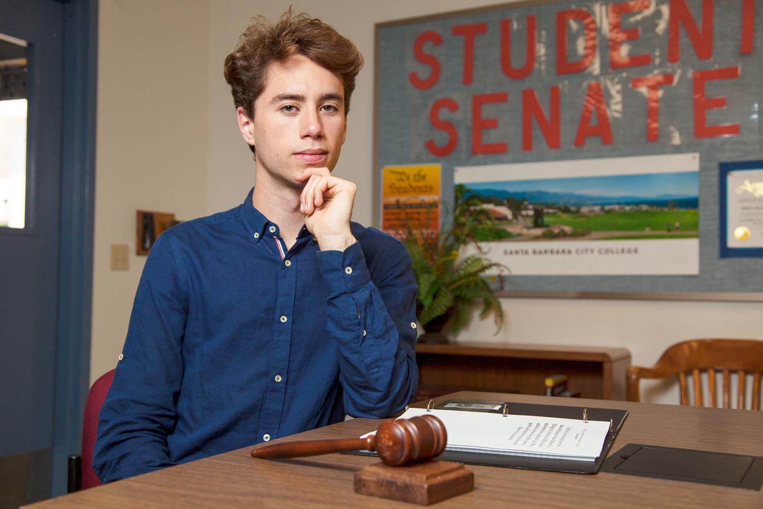 Student Senate President Dylan Raiman on Friday, April 28, in the Campus Center Room 223 at City College. Raiman will be attending the University of California Berkeley in the fall.