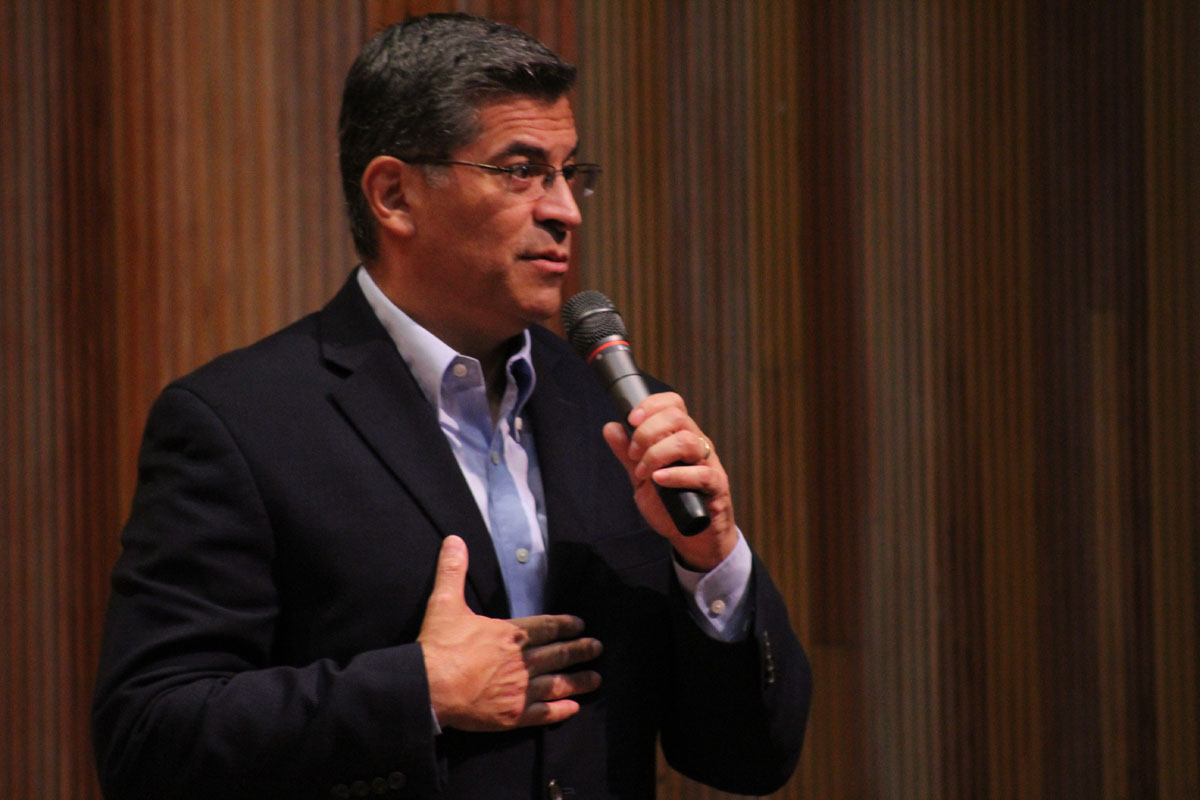 California Attorney General at “A Conversation with Attorney General Xavier Becerra” event hosted by Congressman Salud Carbajal, Assemblymember Monique Limon and State Senator Hannah Beth Jackson 1:30 p.m. in the Fe Bland Forum at Santa Barbara (Calif.) City College Saturday, Aug. 26, 2017. Becerra was assuring the audience that he has their backs while speaking about the health care system.