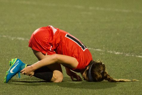 Isabella Viana of the Santa Barbara Vaqueros fouled on during their match against Clovis at La Playa Stadium in Santa Barbara, Calif. on Sept. 15, 2017. City College and Clovis College both suffered multiple injuries during the game.