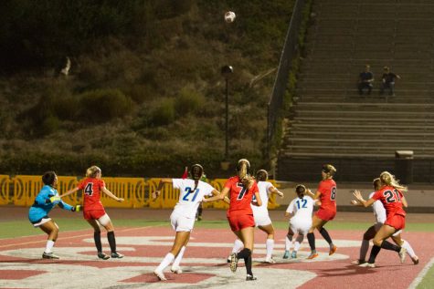 City College kick a corner kick during their match against Clovis College Sept. 15, 2017, at La Playa Stadium in Santa Barbara, Calif. City College ranks no. 2 in the state and no. 9 in the nation.