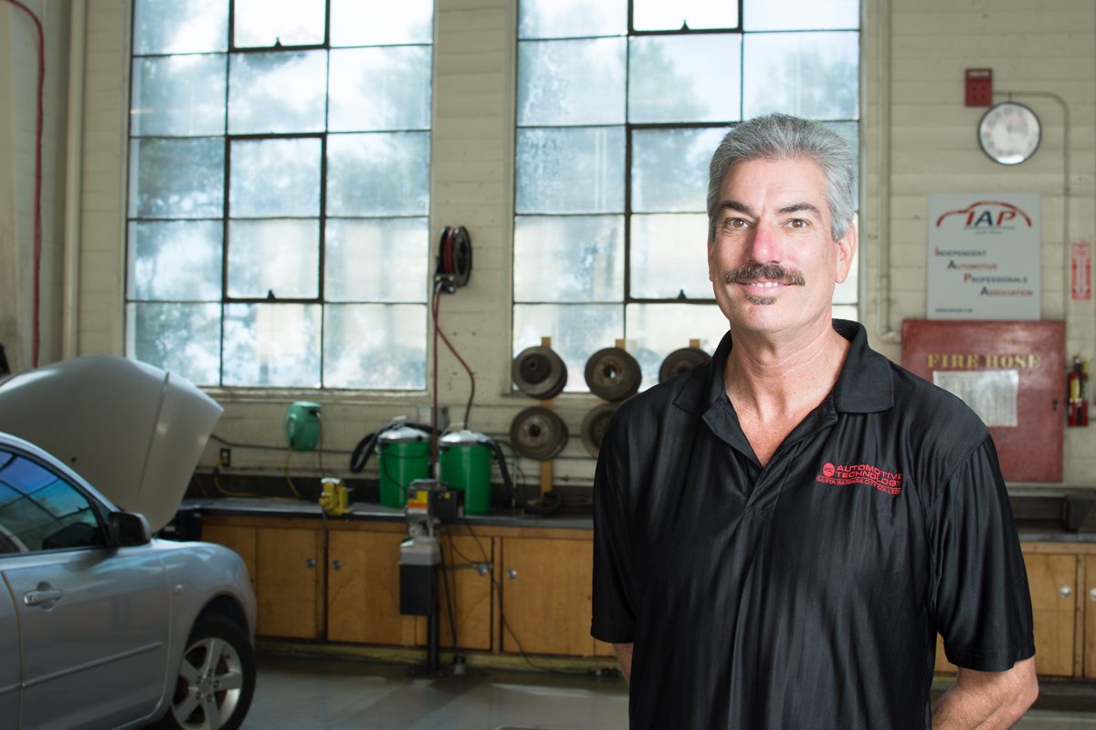 Russell Granger is the automotive department’s new chair at Santa Barbara City College in Santa Barbara, Calif. on Sept. 15, 2017. Granger was teacher of the year four times at San Marcos High School where he previously taught.