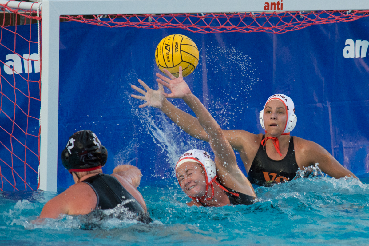 City College down two points before Sarah Parson makes a goal on Ventura College Sept. 20, 2017 at San Marcos High School in Santa Barbara, Calif. Parson is a freshman at City College and plays center for the water polo team.