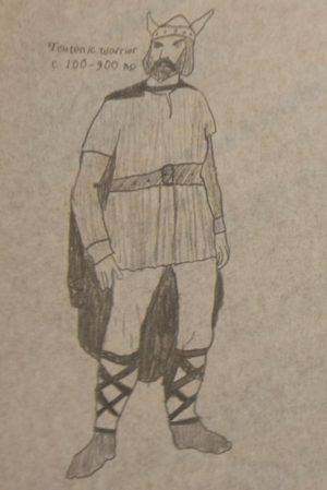 Drawing of medieval designs for a Teutonic warrior by Sierra Castaneda